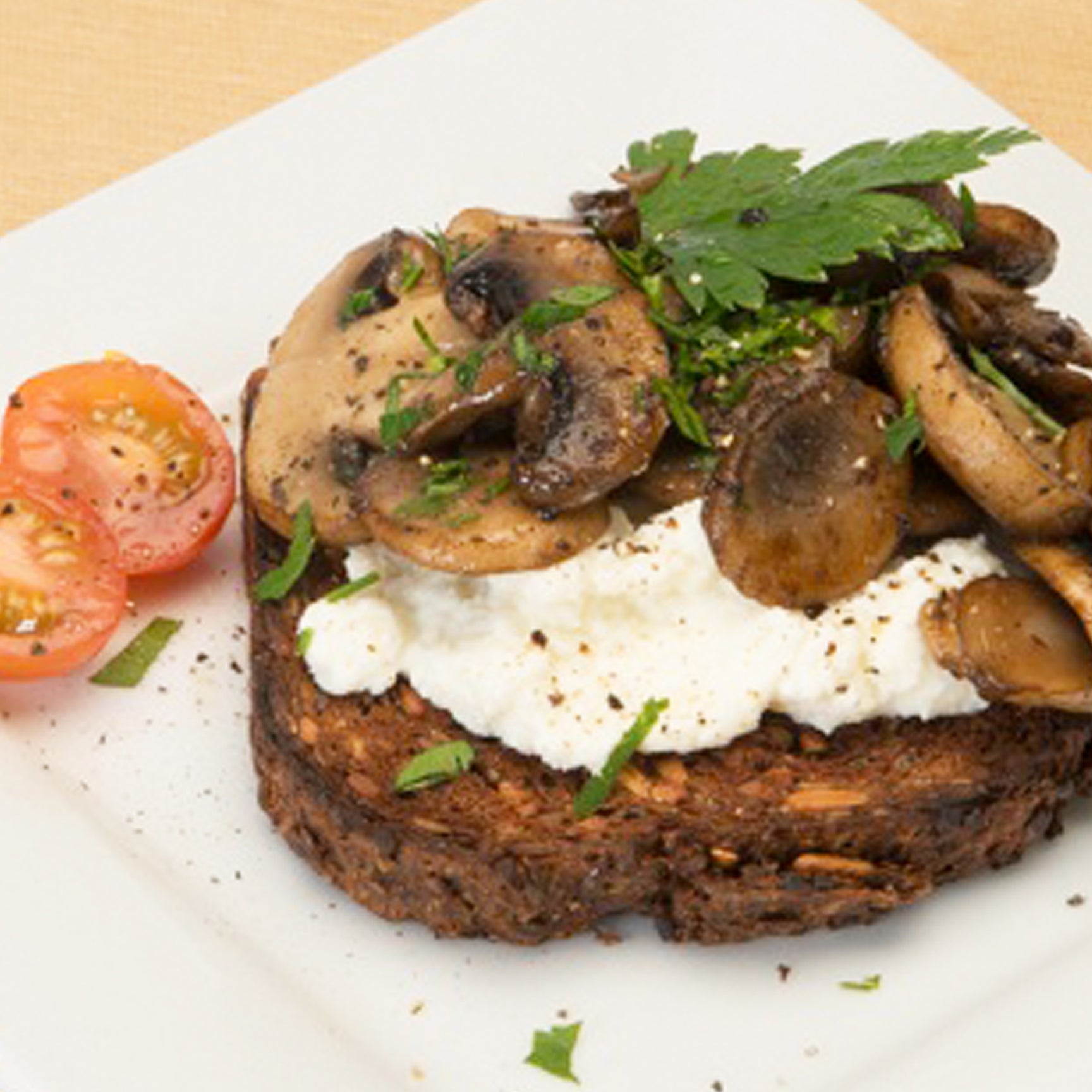 Mushrooms + Ricotta on Low Carb Bread